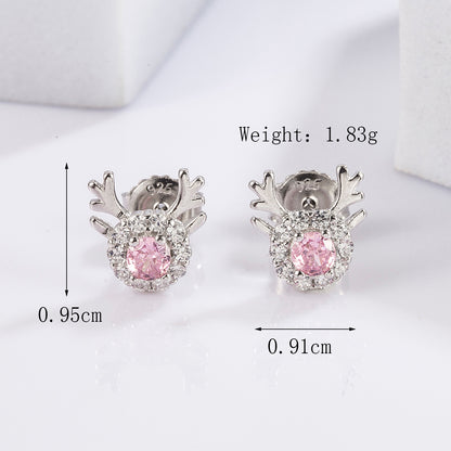 1 Piece Elegant Lady Pentagon Water Droplets Antlers Plating Inlay Sterling Silver Zircon White Gold Plated Ear Studs