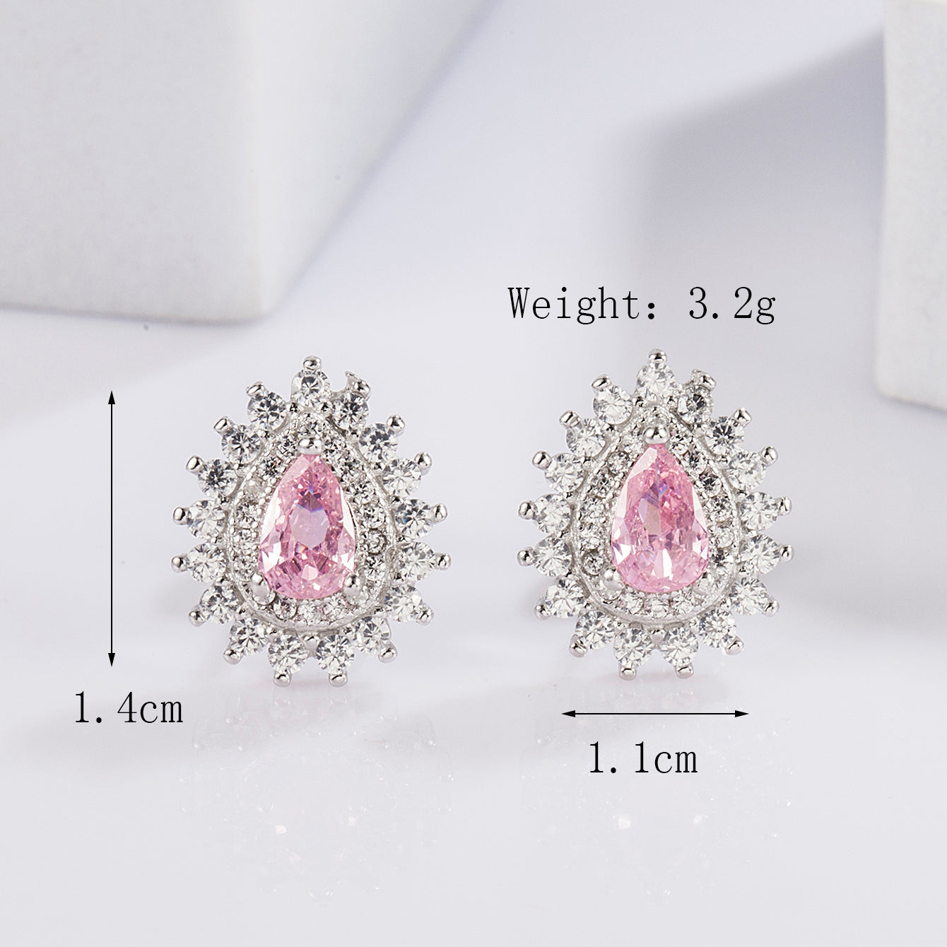 1 Piece Elegant Lady Pentagon Water Droplets Antlers Plating Inlay Sterling Silver Zircon White Gold Plated Ear Studs