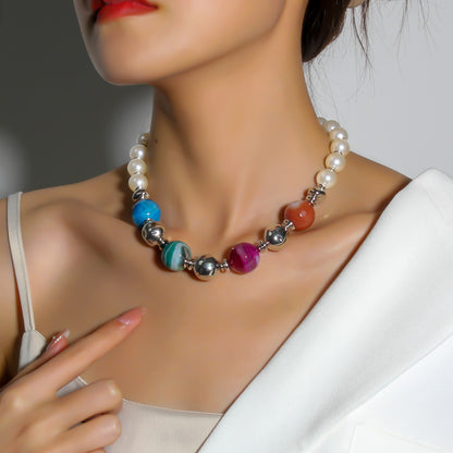 Elegant Color Block Plastic Beaded Women's Choker