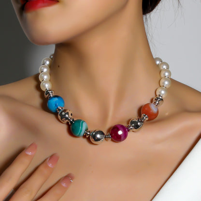 Elegant Color Block Plastic Beaded Women's Choker