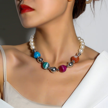 Elegant Color Block Plastic Beaded Women's Choker