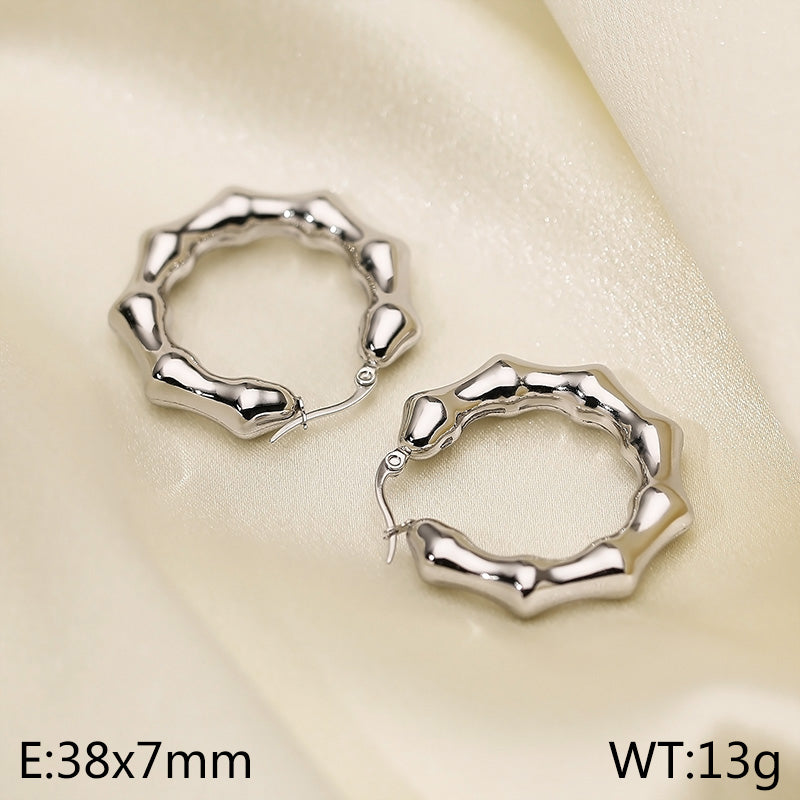 1 Pair Simple Style Solid Color Titanium Steel Earrings