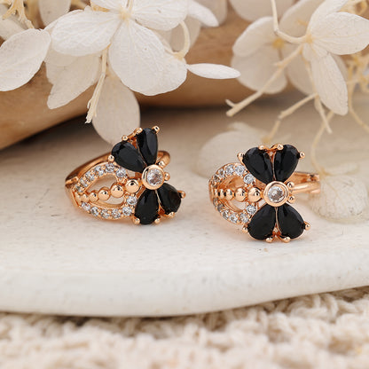 1 Pair Cute Shiny Butterfly Plating Inlay Copper Zircon Rose Gold Plated Ear Studs