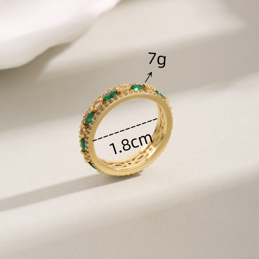 Wholesale Elegant Geometric Copper Inlay 18K Gold Plated Zircon Rings