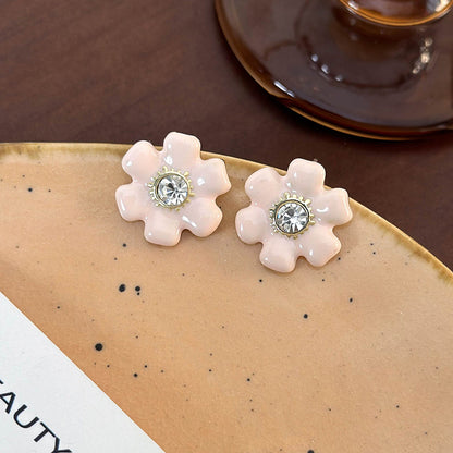 1 Pair Princess Sweet Flower Inlay Imitation Pearl Alloy Zircon Ear Studs