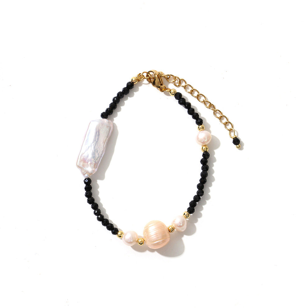 Simple Style Color Block Artificial Crystal Freshwater Pearl Copper Beaded Women's Bracelets