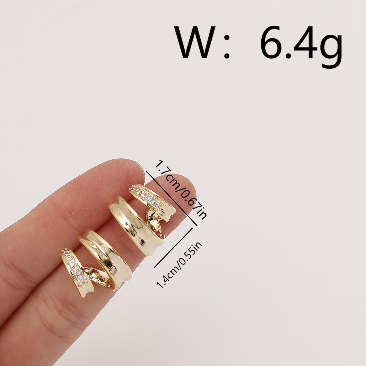 1 Pair Simple Style Classic Style C Shape Plating Inlay Copper Zircon 18K Gold Plated Ear Studs