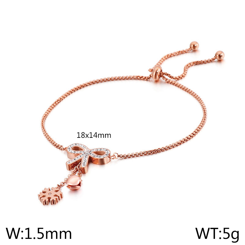 Titanium Steel Elegant Simple Style Streetwear Inlay Butterfly Zircon Bracelets