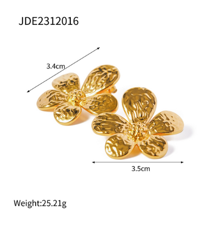 1 Pair Casual Elegant Flower 316 Stainless Steel  18K Gold Plated Ear Studs