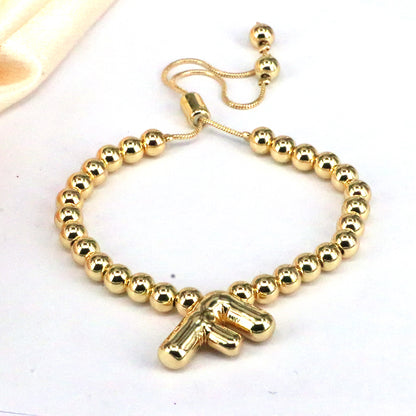 Copper Gold Plated Vintage Style Simple Style Letter Bracelets