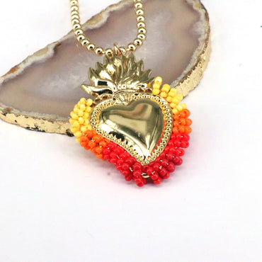 Copper 18K Gold Plated Vintage Style Heart Shape Pendant Necklace