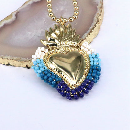 Copper 18K Gold Plated Vintage Style Heart Shape Pendant Necklace