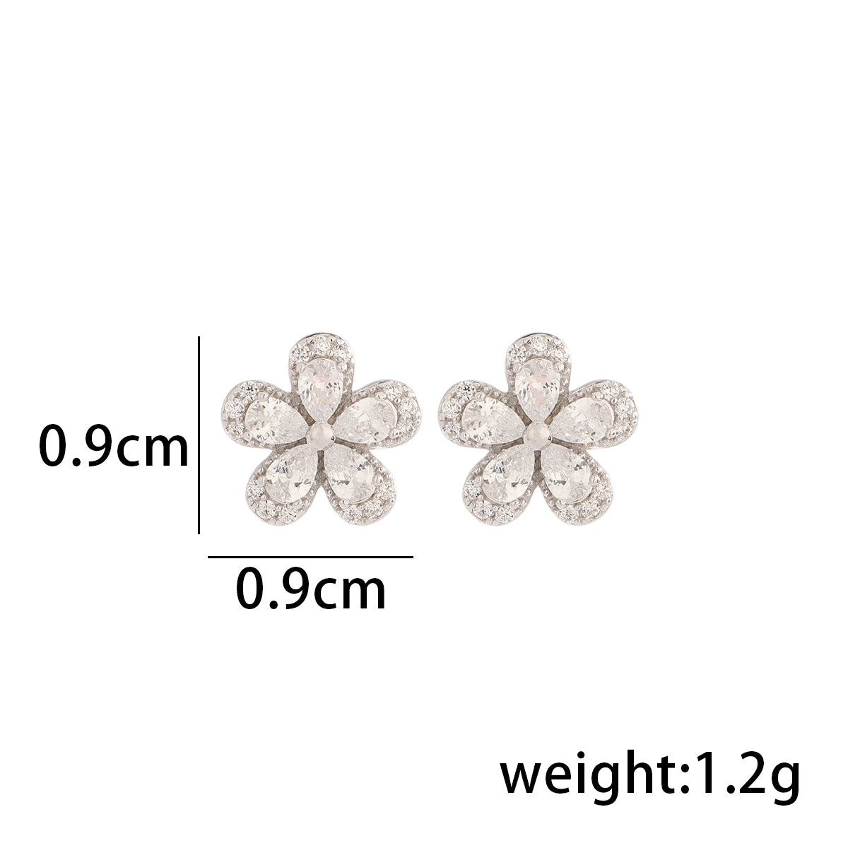 1 Pair Lady Classic Style Solid Color Flower Plating Inlay Sterling Silver Zircon 14K Gold Plated Ear Studs