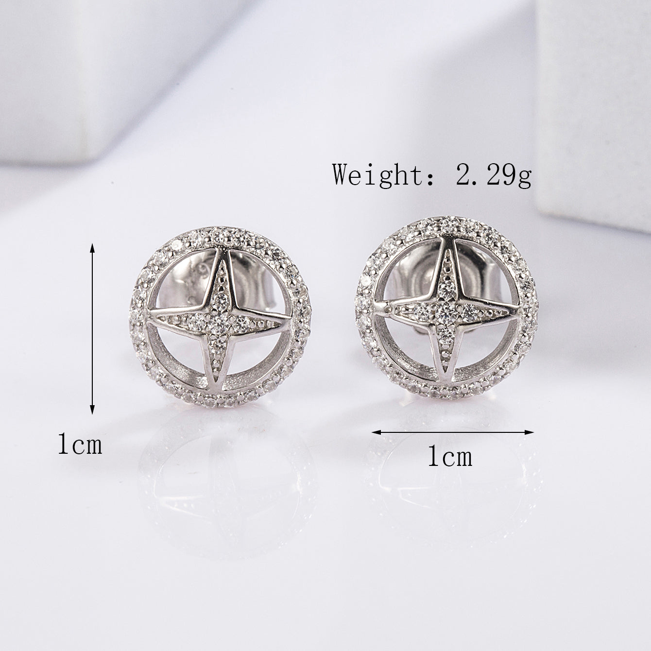 1 Pair Elegant Romantic Shiny Triangle Heart Shape Crown Inlay Carving Sterling Silver Zircon White Gold Plated Ear Studs