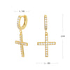 1 Pair Sweet Cross Plating Inlay Sterling Silver Zircon Gold Plated Earrings