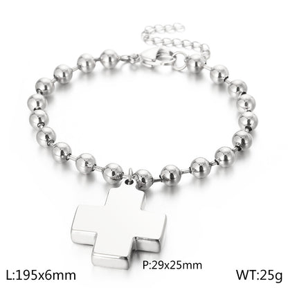 Wholesale Casual Vacation Streetwear Cross Titanium Steel Plating 18k Gold Plated Bracelets Necklace