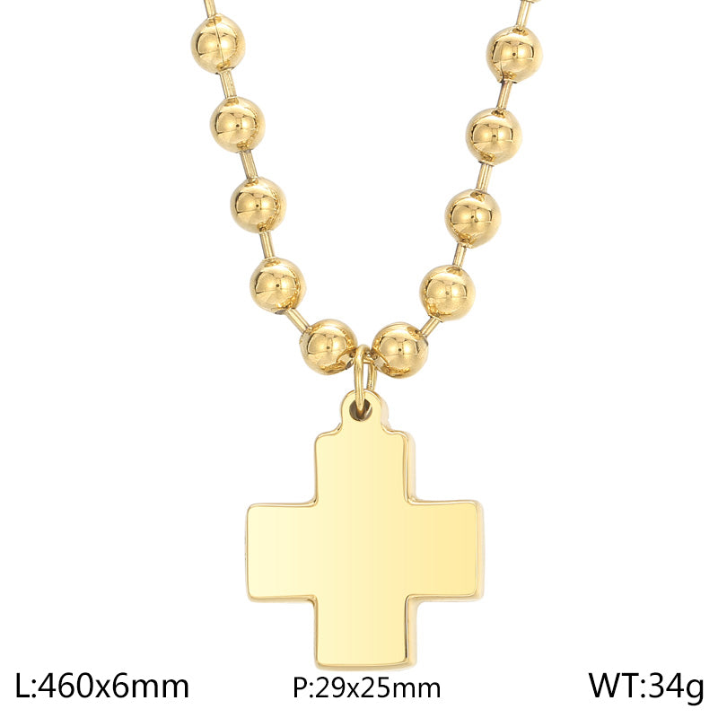 Wholesale Casual Vacation Streetwear Cross Titanium Steel Plating 18k Gold Plated Bracelets Necklace