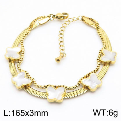 Titanium Steel Elegant Simple Style Streetwear Inlay Butterfly Zircon Bracelets