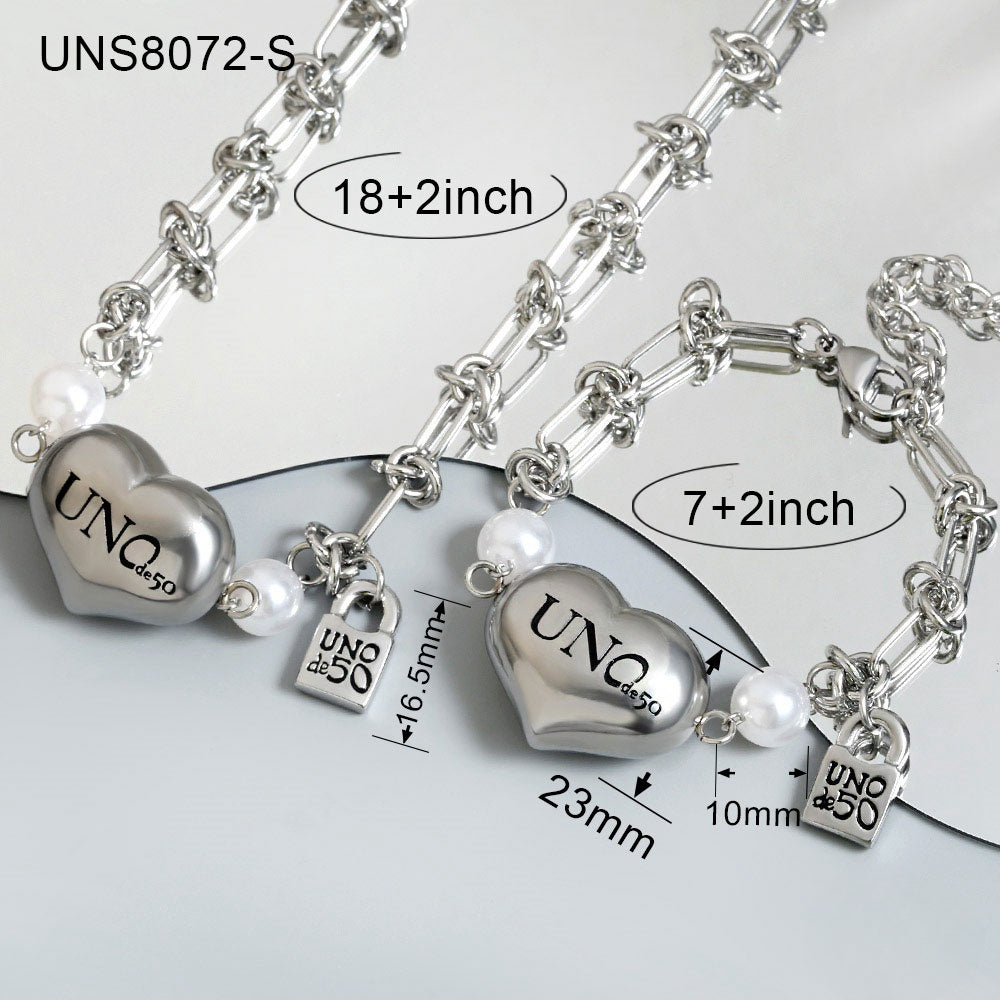 Wholesale Casual Simple Style Classic Style Heart Shape Stainless Steel Plating 18k Gold Plated Bracelets Necklace