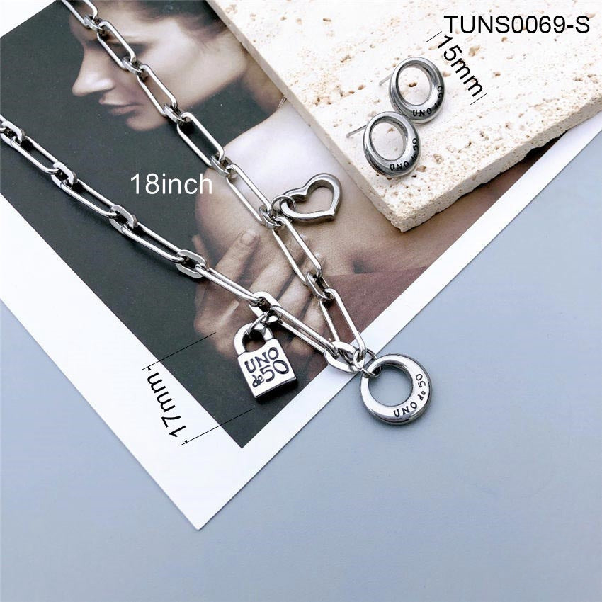 Wholesale Casual Simple Style Classic Style Heart Shape Stainless Steel Plating 18k Gold Plated Bracelets Necklace