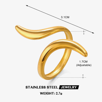 304 Stainless Steel 18K Gold Plated IG Style Simple Style Lines Open Rings