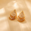 1 Pair Simple Style Classic Style Sector Plating Inlay Titanium Steel Zircon 18K Gold Plated Ear Studs