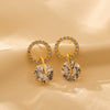 1 Pair Simple Style Classic Style Solid Color Plating Inlay Titanium Steel Zircon 18K Gold Plated Drop Earrings