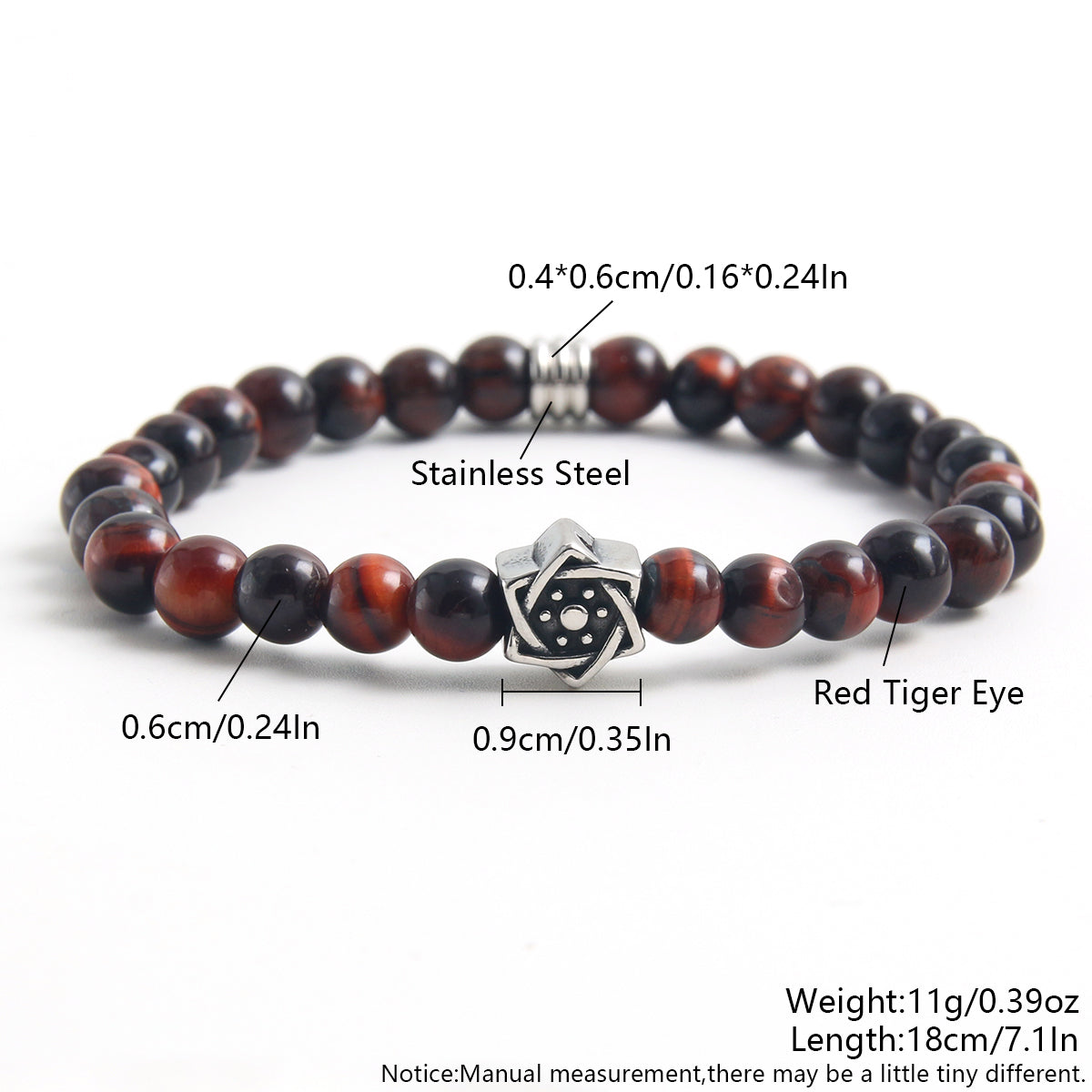 Wholesale Jewelry Vintage Style Commute Hexagram 304 Stainless Steel Natural Stone Beaded Handmade Bracelets