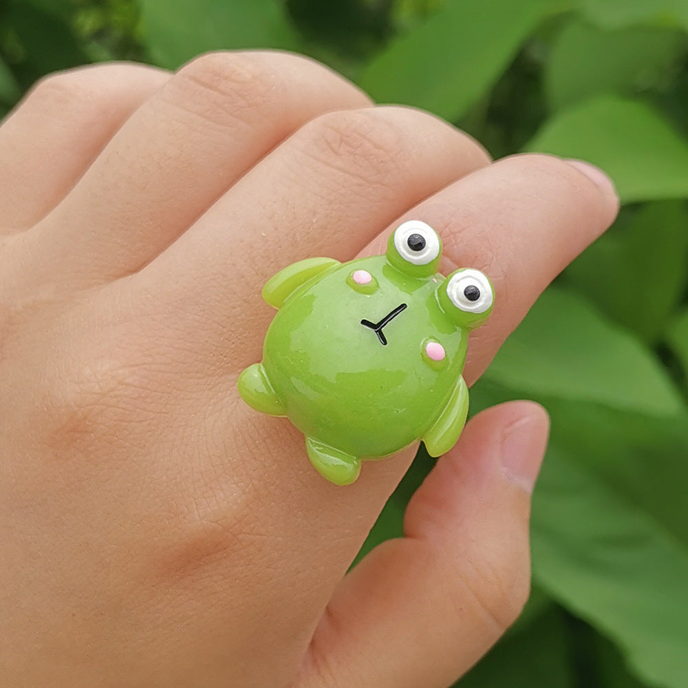 Wholesale Jewelry Cartoon Resin Frog Ring Gooddiy