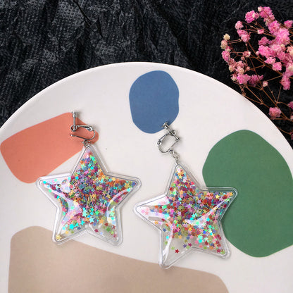 Fashion Transparent Quicksand Color Star Flamingo Earrings Wholesale