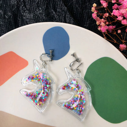 Fashion Transparent Quicksand Color Star Flamingo Earrings Wholesale