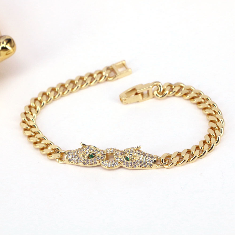 Fashion Animal Copper Bracelets Gold Plated Inlay Zircon Copper Bracelets