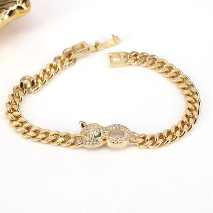 Fashion Animal Copper Bracelets Gold Plated Inlay Zircon Copper Bracelets