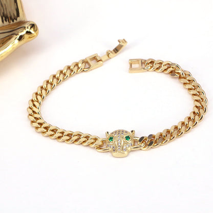 Fashion Animal Copper Bracelets Gold Plated Inlay Zircon Copper Bracelets