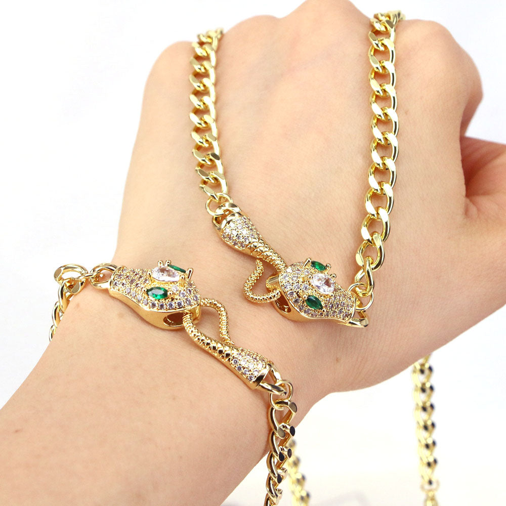 Fashion Animal Copper Bracelets Gold Plated Inlay Zircon Copper Bracelets