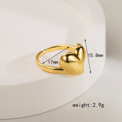 Wholesale Casual Cute Heart Shape Copper Polishing 18K Gold Plated Open Rings