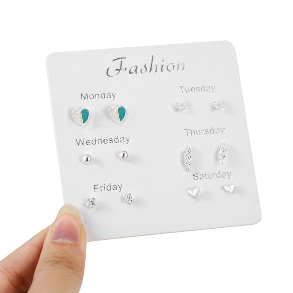 Simple Style Heart Shape Bow Knot Snowflake Alloy Plating Inlay Rhinestones Women's Ear Studs 1 Set