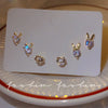 Cute Star Heart Shape Bow Knot Copper Plating Inlay Zircon Hoop Earrings Ear Studs 1 Set