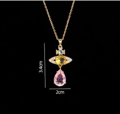 Sweet Planet Flower Bow Knot Copper Zircon Pendant Necklace In Bulk