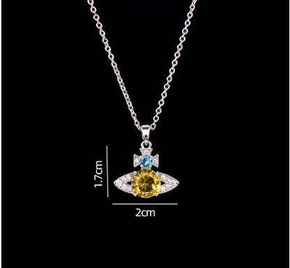 Sweet Planet Flower Bow Knot Copper Zircon Pendant Necklace In Bulk