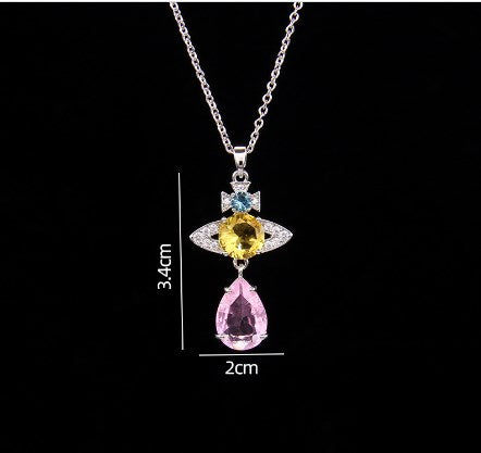 Sweet Planet Flower Bow Knot Copper Zircon Pendant Necklace In Bulk