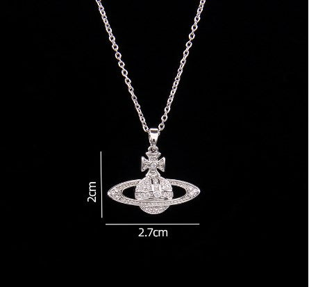 Sweet Planet Flower Bow Knot Copper Zircon Pendant Necklace In Bulk