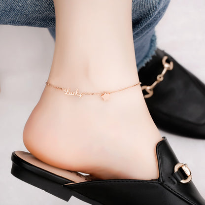 Simple Style Classic Style Geometric Heart Shape Butterfly Titanium Steel Women's Anklet