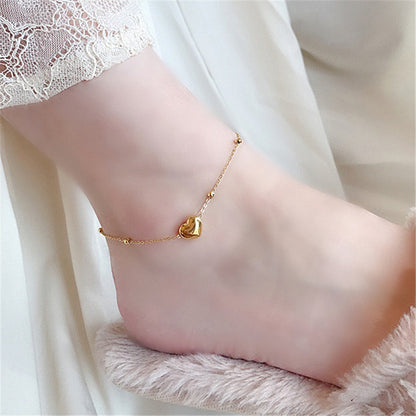 Simple Style Classic Style Geometric Heart Shape Butterfly Titanium Steel Women's Anklet