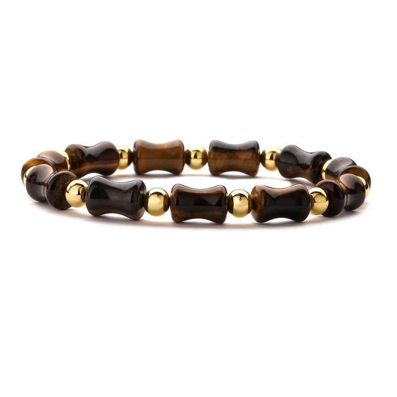 Ethnic Style Round Bamboo Natural Stone Beaded Unisex Bracelets