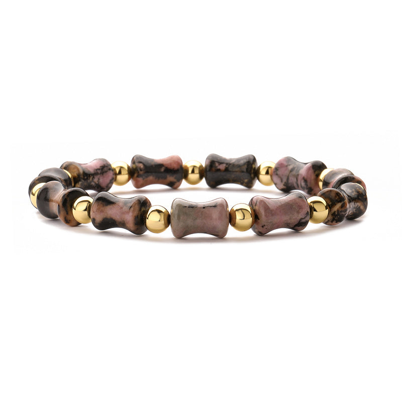 Ethnic Style Round Bamboo Natural Stone Beaded Unisex Bracelets