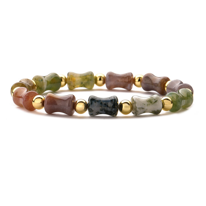 Ethnic Style Round Bamboo Natural Stone Beaded Unisex Bracelets