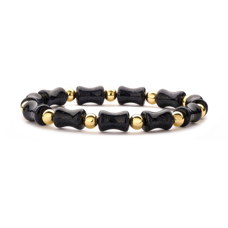 Ethnic Style Round Bamboo Natural Stone Beaded Unisex Bracelets