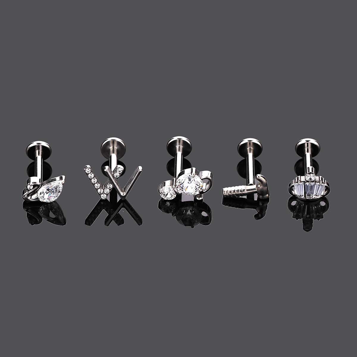 Nordic Style Rock Animal Swan Titanium Steel Gold Plated Silver Plated Zircon Lip Stud In Bulk