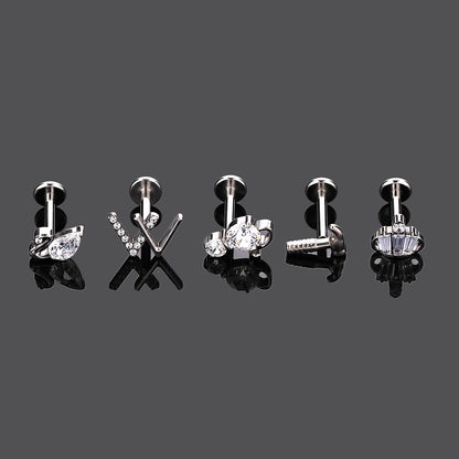 Nordic Style Rock Animal Swan Titanium Steel Gold Plated Silver Plated Zircon Lip Stud In Bulk